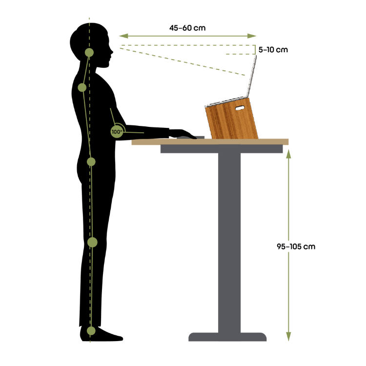 ergonomische Haltung mit Laptop Ständer am Stehpult