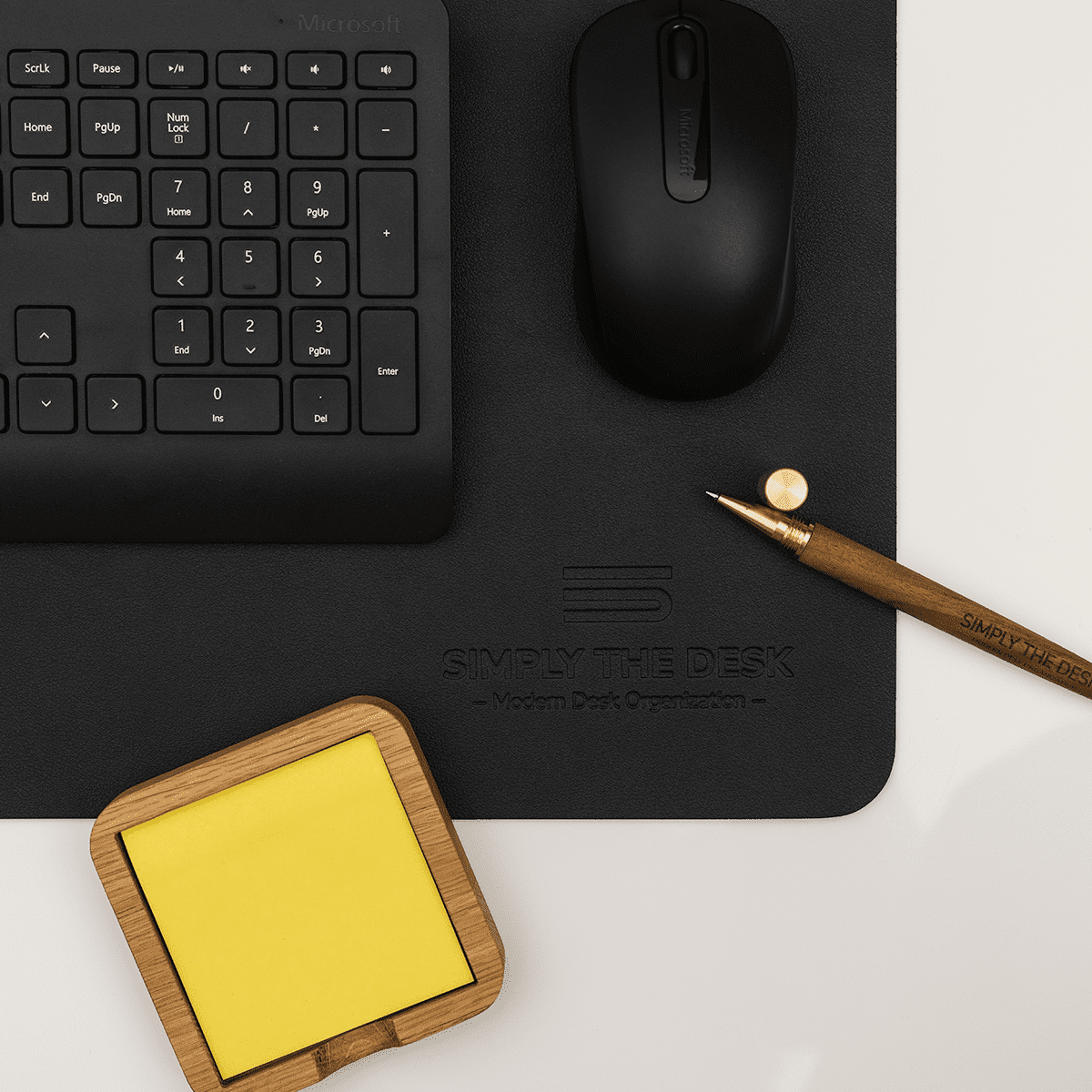 Schreibtischunterlage PU-Leder & Kork mit "Simply the Desk" Logo #farbe_black